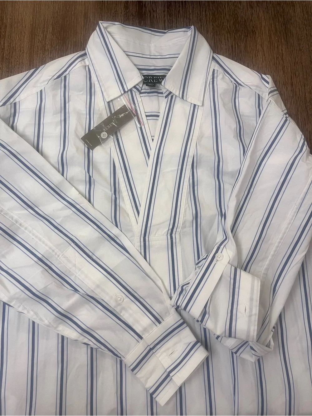 J. Crew V-neck popover oversized dress in striped cotton poplin